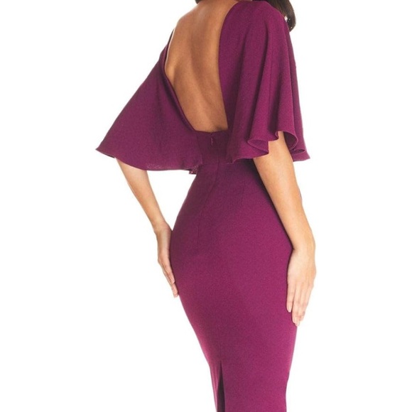 NWT Dress the Population Louisa Midi Dress - Magenta - Picture 2 of 6